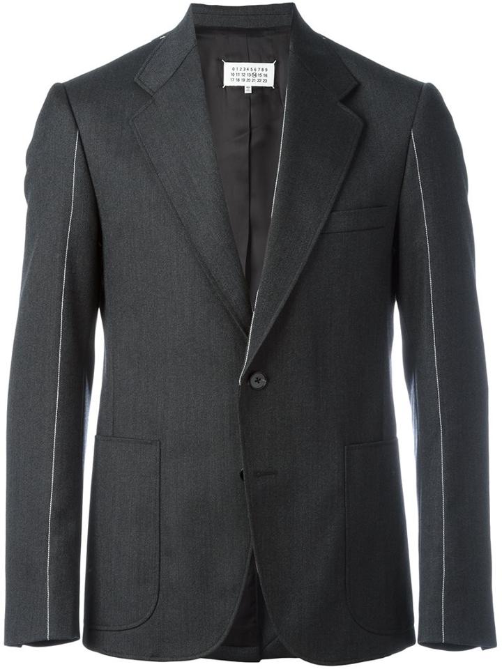 Maison Margiela Stitch Detail Blazer, Men's, Size: 46, Grey, Cotton/viscose/mohair/virgin Wool