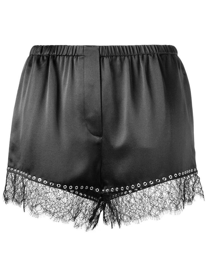 Alexander Wang Eyelet Embellished Shorts, Women's, Size: 6, Black, Silk/nylon