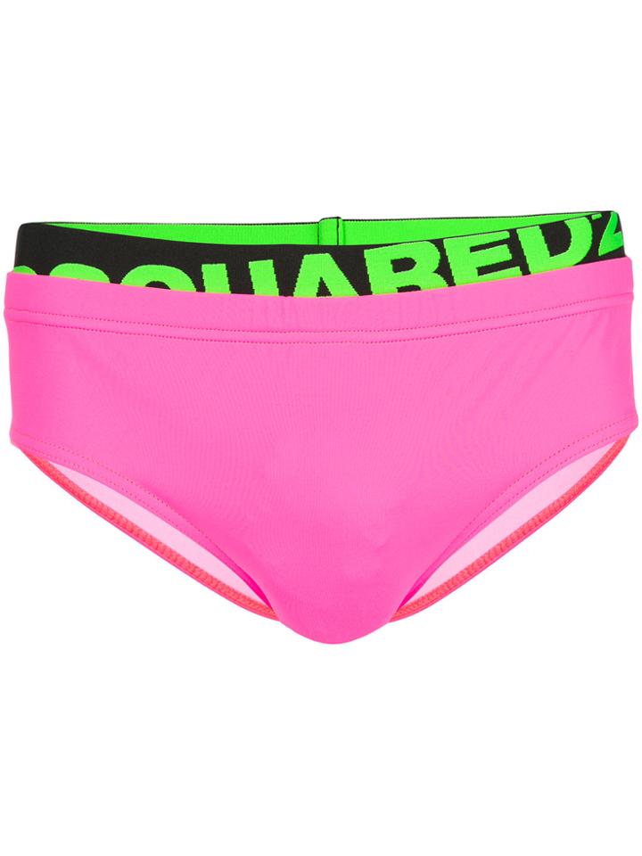 Dsquared2 Neon Swim Briefs - Pink & Purple
