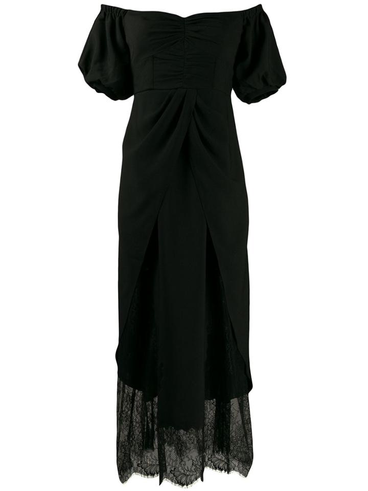 Self-portrait Off The Shoulder Lace Dress - Black