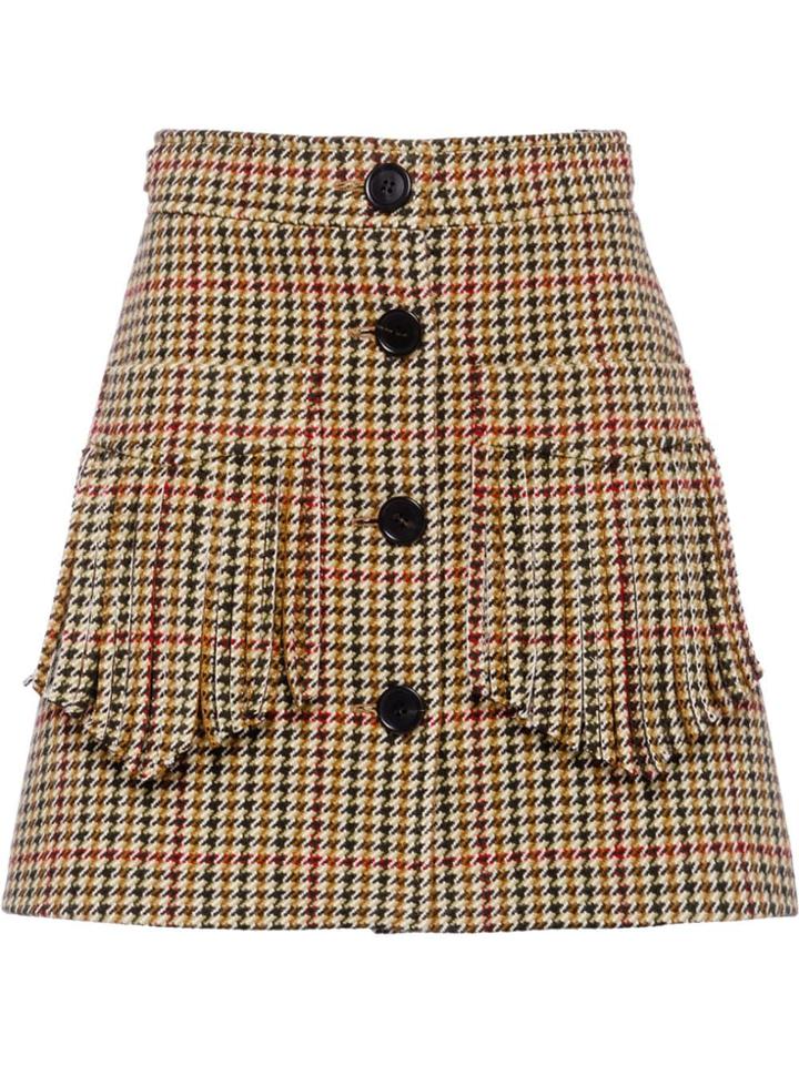 Miu Miu Houndstooth Check Skirt - Green