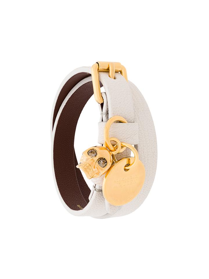 Alexander Mcqueen Double Wrap Skull Bracelet - White