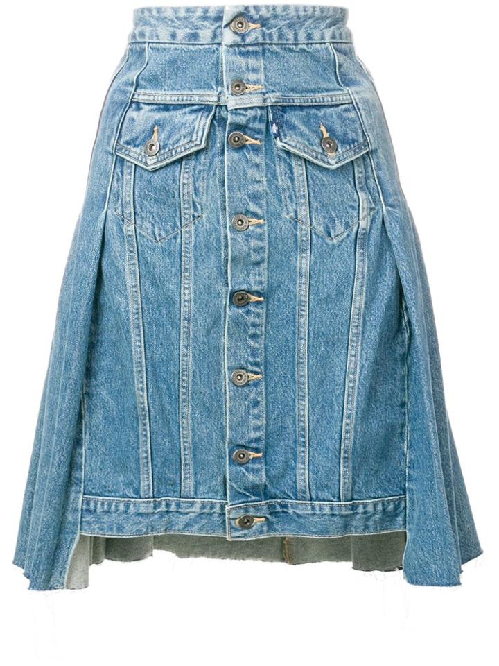 Levi's: Made & Crafted Button Denim Skirt - Blue