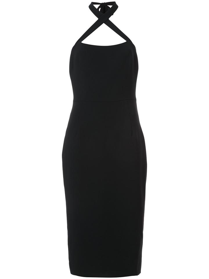 Christian Siriano Halter-neck Midi Dress - Black