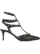 Valentino Rockstud Pumps, Women's, Size: 35.5, Black, Calf Leather/leather/metal Other