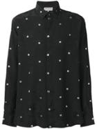Saint Laurent Flower Embroidered Shirt - Black