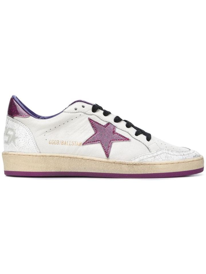 Golden Goose Ball Star Distressed Sneakers - White