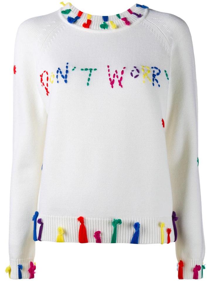 Mira Mikati Don't Worry Crew Neck Sweater, Women's, Size: 40, White, Merino