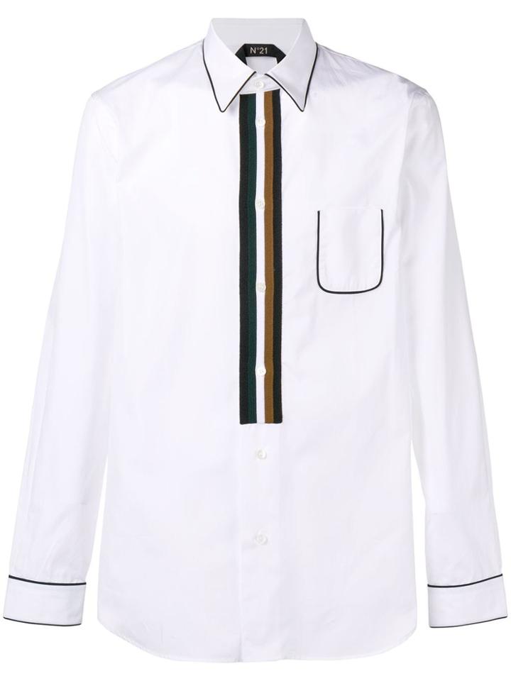 No21 Contour Striped Shirt - White