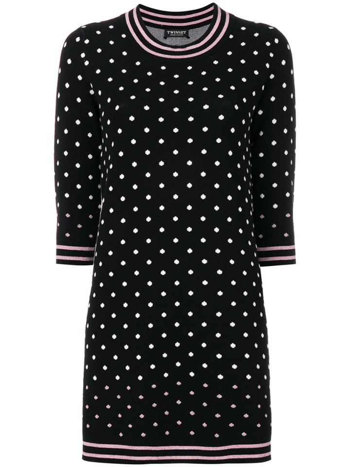 Twin-set Polka Dot Sweater Dress - Black