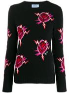 Prada Rose Knitted Jumper - Black