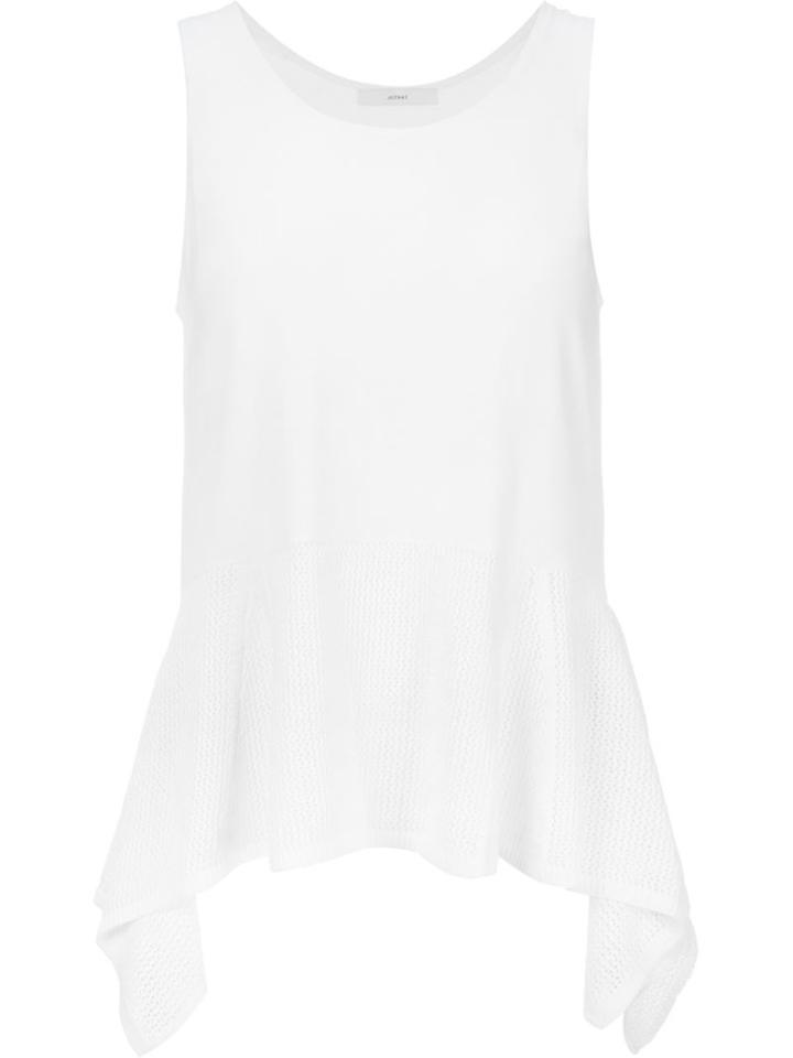 Astraet Knit Panel Tank Top, Women's, White, Cotton/nylon