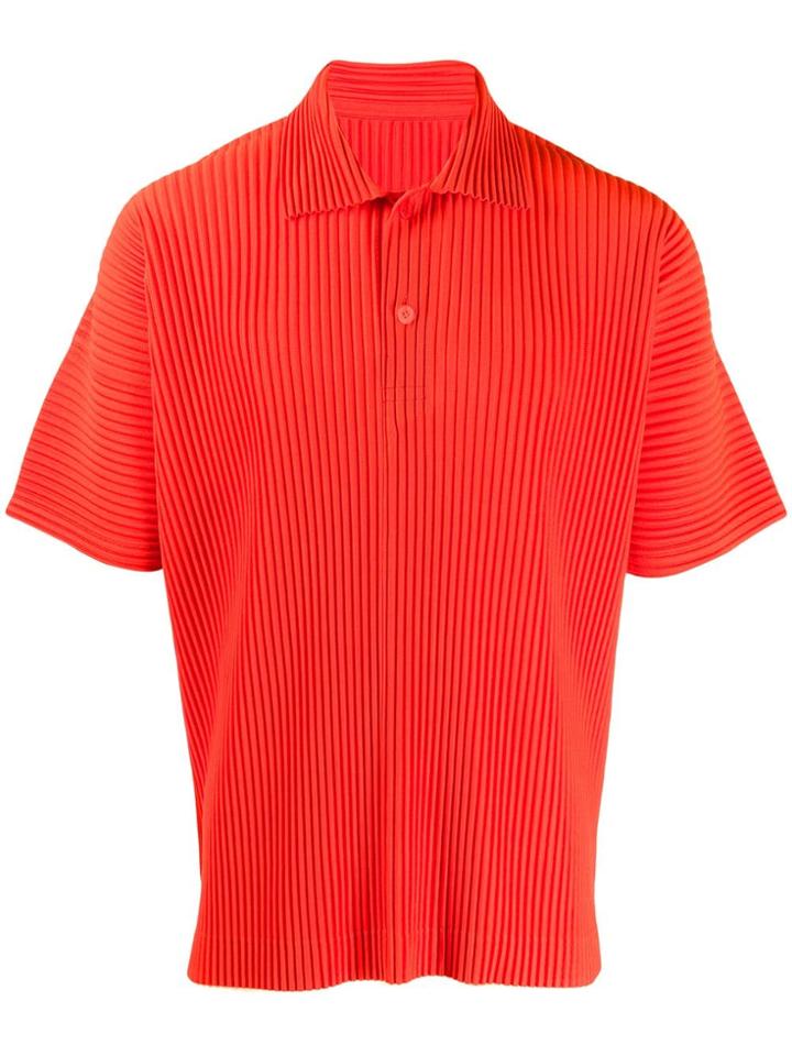 Homme Plissé Issey Miyake Pleated Polo Shirt - Orange