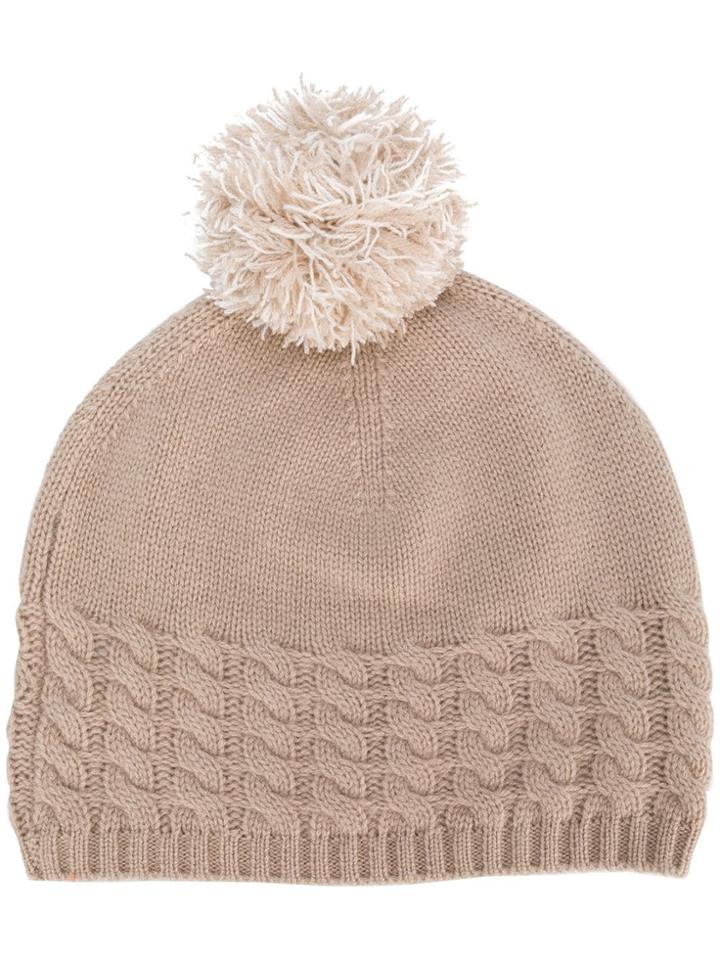 N.peal Pom-pom Beanie Hat - Nude & Neutrals