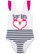 Mc2 Saint Barth Kids Carol Flamingo Swimsuit - White