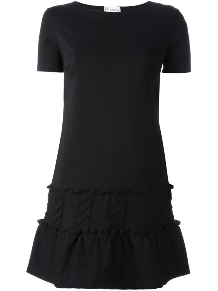 Red Valentino Frilled Hem Dress, Women's, Size: Xs, Black, Polyamide/spandex/elastane/viscose