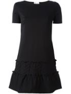Red Valentino Frilled Hem Dress, Women's, Size: Xs, Black, Polyamide/spandex/elastane/viscose