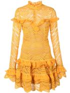 Jonathan Simkhai Ruffle Trim Lace Dress - Yellow