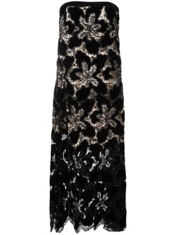 Giorgio Armani Slip Floral Pattern Gown, Women's, Size: 42, Black, Silk/cotton/polyamide/viscose