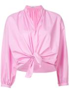 Tome Bow-tied Cropped Shirt - Pink