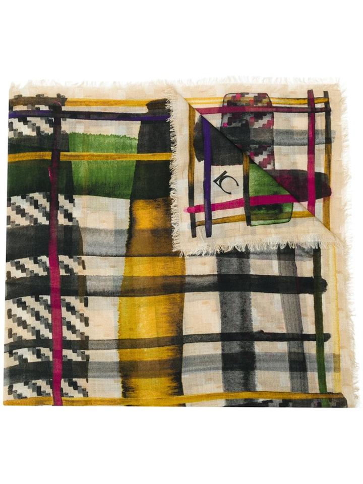 Luisa Cerano Checked Scarf - Yellow & Orange