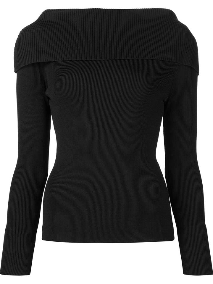 Toteme Ribbed Shoulder Overlay Jumper, Women's, Size: Large, Black, Rayon/nylon