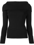 Toteme Ribbed Shoulder Overlay Jumper, Women's, Size: Large, Black, Rayon/nylon