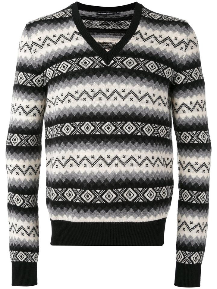 Alexander Mcqueen - V-neck Jumper - Men - Cashmere - L, Grey, Cashmere