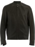 Ajmone Collarless Biker Jacket - Black