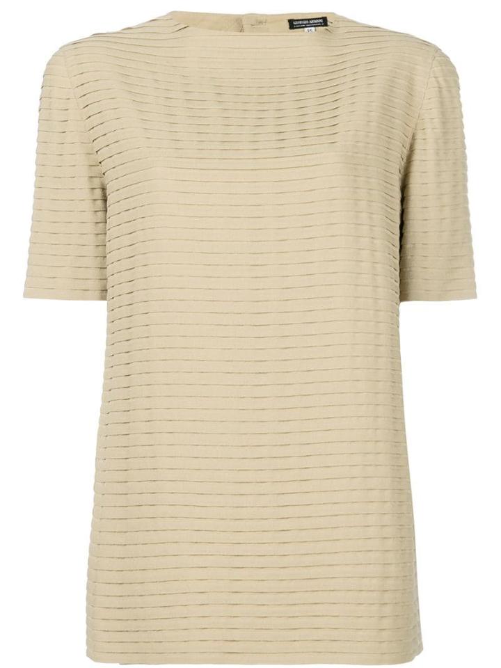 Giorgio Armani Pre-owned Pleated Shortsleeved Blouse - Neutrals