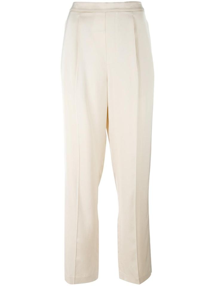 Vince Pleated Straight Trousers - Nude & Neutrals