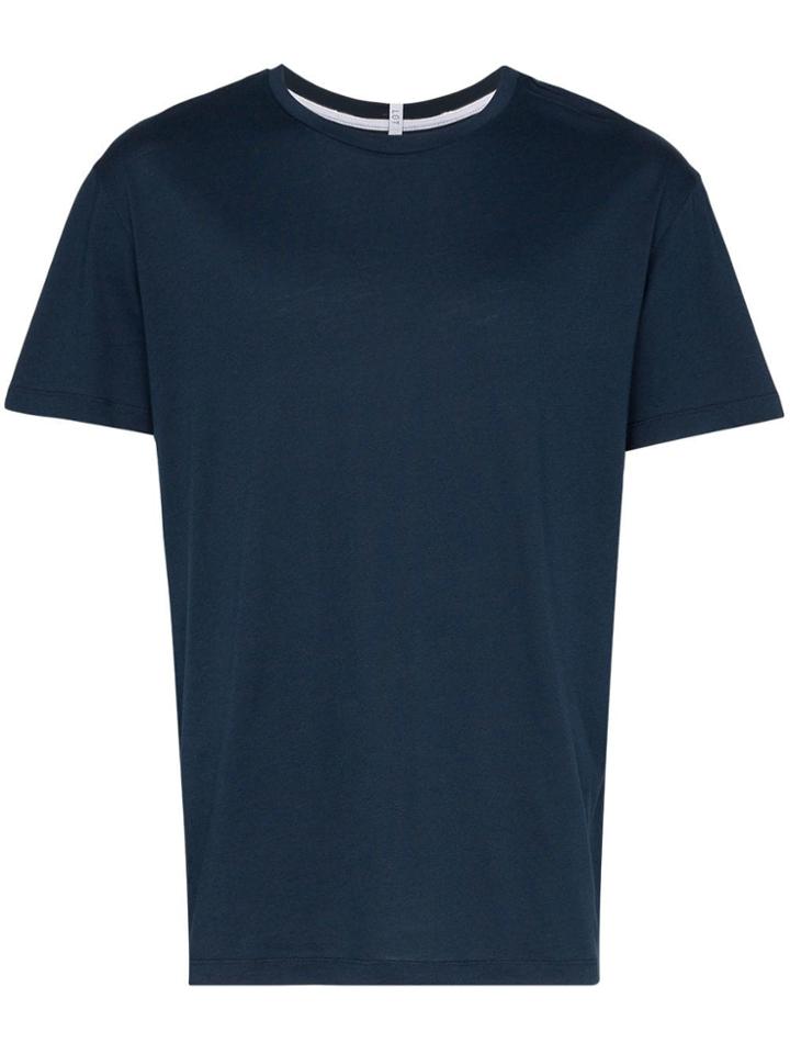Lot78 Relaxed Fit Plain Cotton T-shirt - Blue