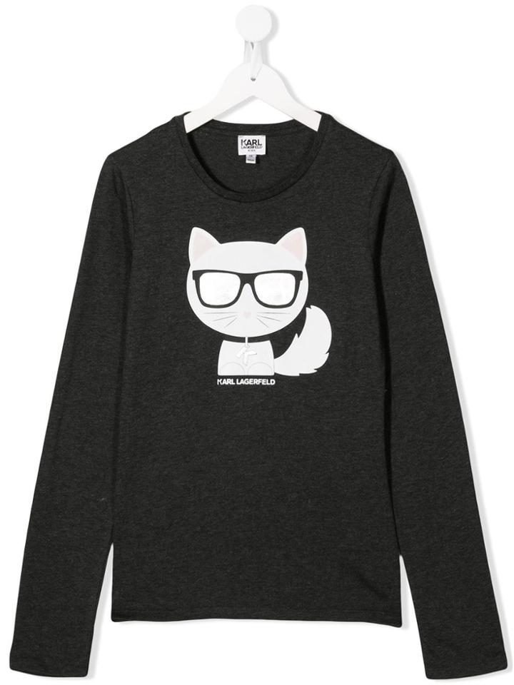 Karl Lagerfeld Kids Cat Print T-shirt - Grey