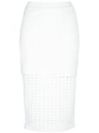 T By Alexander Wang Perforated Pencil Skirt, Women's, Size: S, White, Polyester/spandex/elastane/rayon