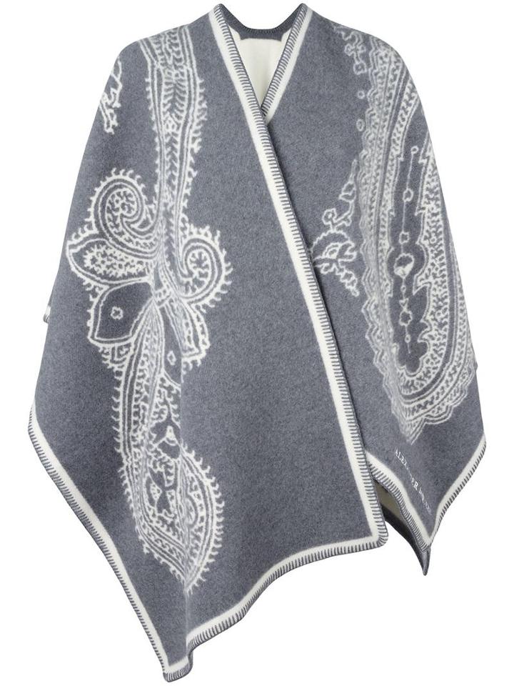 Alexander Mcqueen Paisley Print Cardi-coat, Women's, White, Wool/cashmere