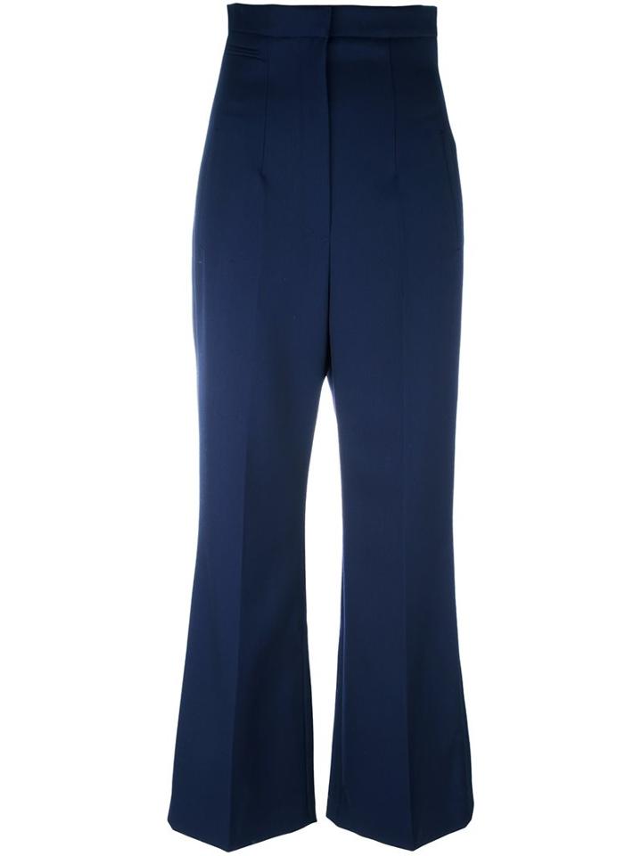 Lanvin Wide Leg Trousers, Women's, Size: 36, Blue, Cotton/viscose/wool