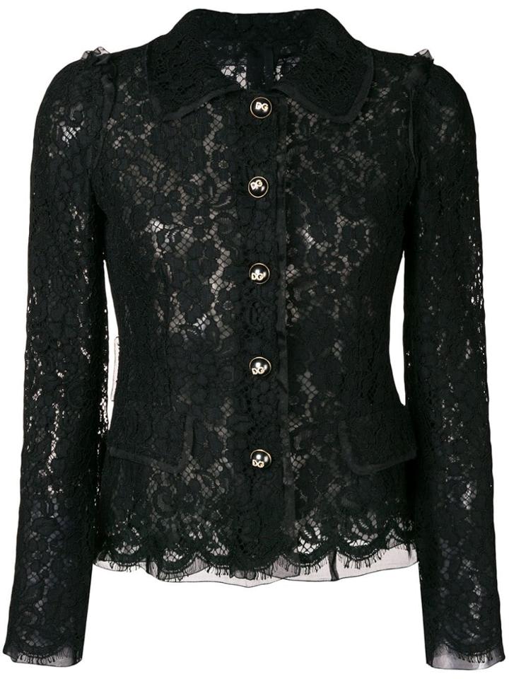 Dolce & Gabbana Lace Embroidered Fitted Jacket - Black