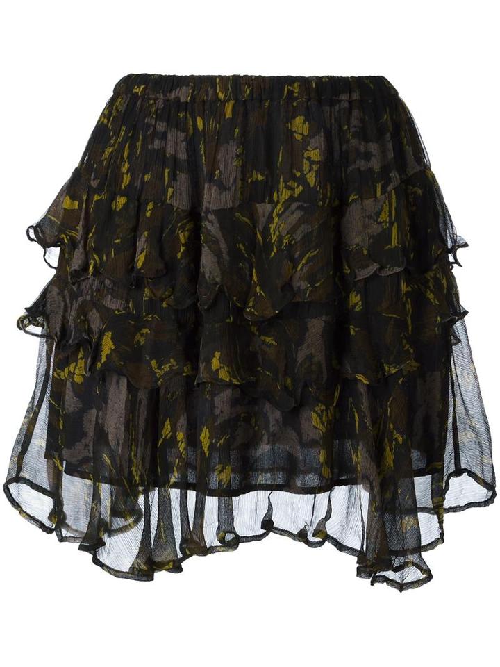 Iro Layered Ruffled Skirt, Women's, Size: 36, Black, Viscose/cotton