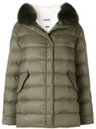 Yves Salomon Army Fur Trim Down Jacket - Green
