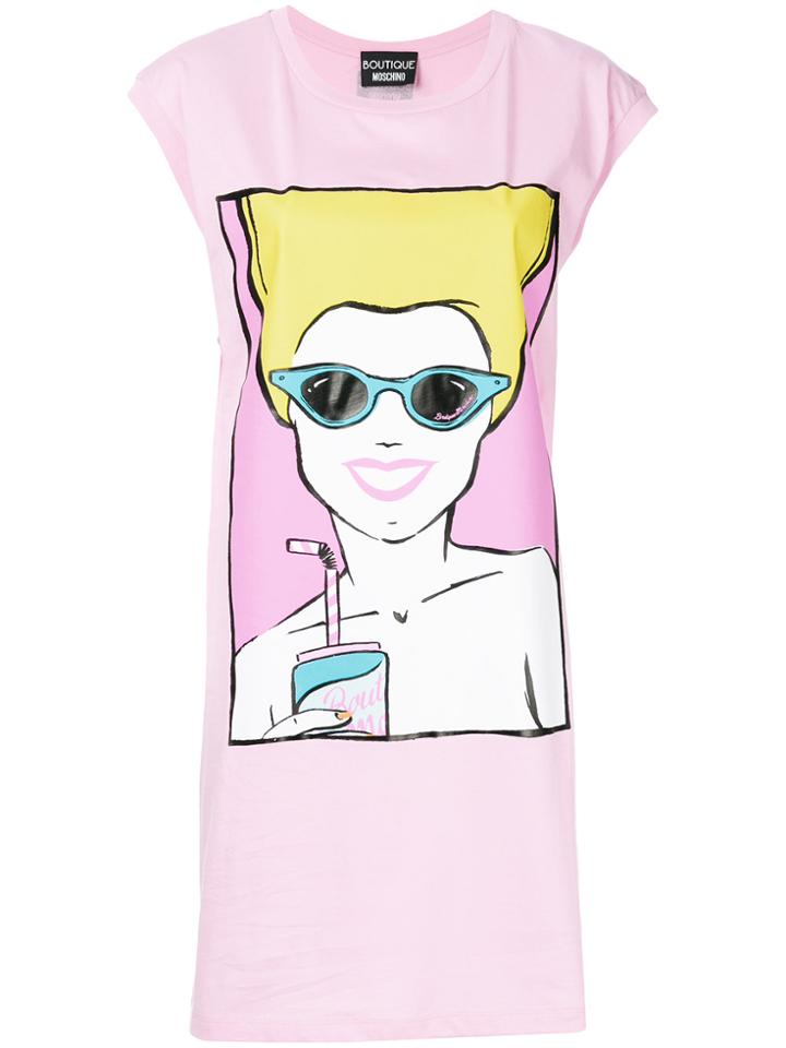 Boutique Moschino Graphic T-shirt Dress - Pink & Purple
