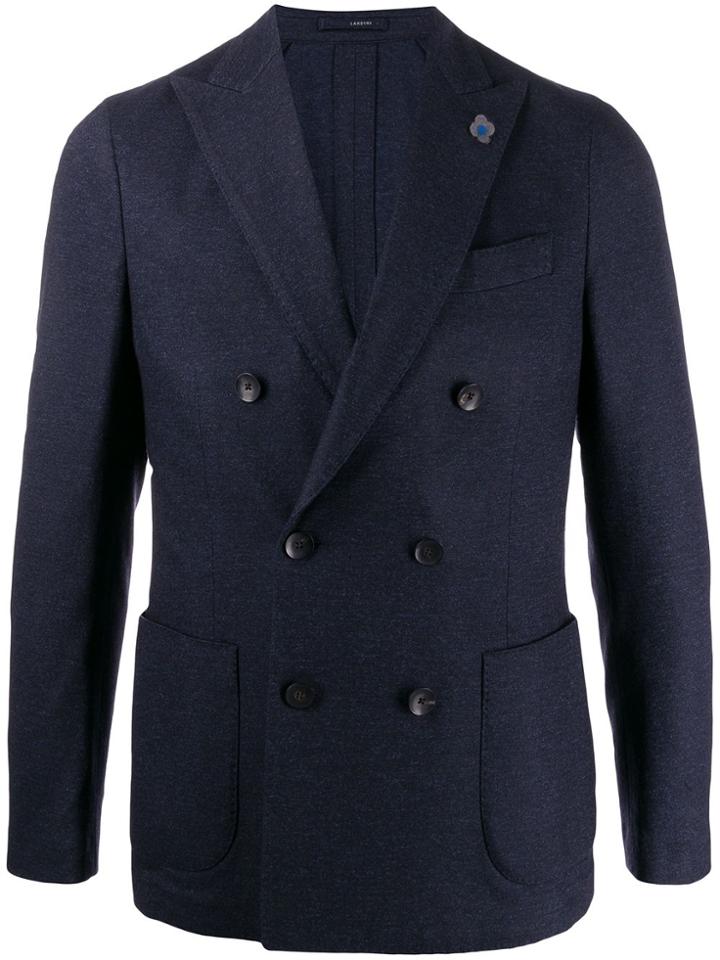 Lardini Double-breasted Flower Detail Blazer - Blue
