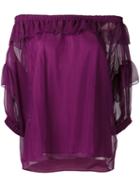 Sonia Rykiel Off-shoulder Ruffle Top, Women's, Size: 42, Pink/purple, Silk