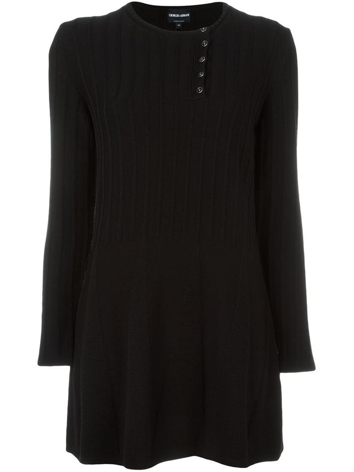 Giorgio Armani Long Ribbed Jumper, Women's, Size: 44, Black, Virgin Wool