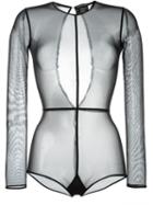 Ann Demeulemeester Open Back Sheer Body, Women's, Size: 38, Black, Cotton/nylon/spandex/elastane