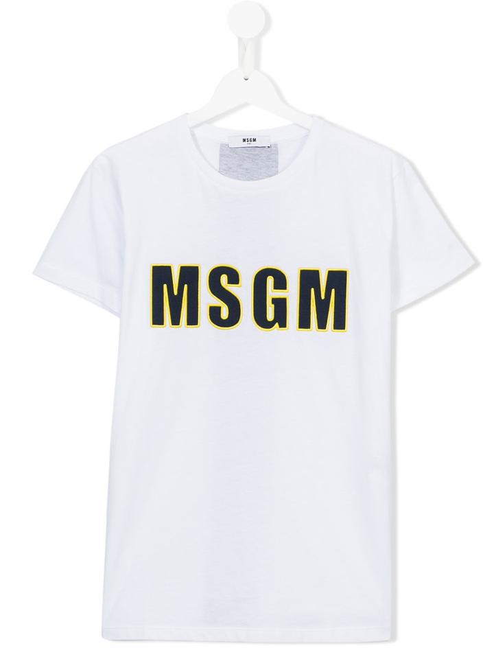 Msgm Kids Logo T-shirt, Boy's, Size: 14 Yrs, White