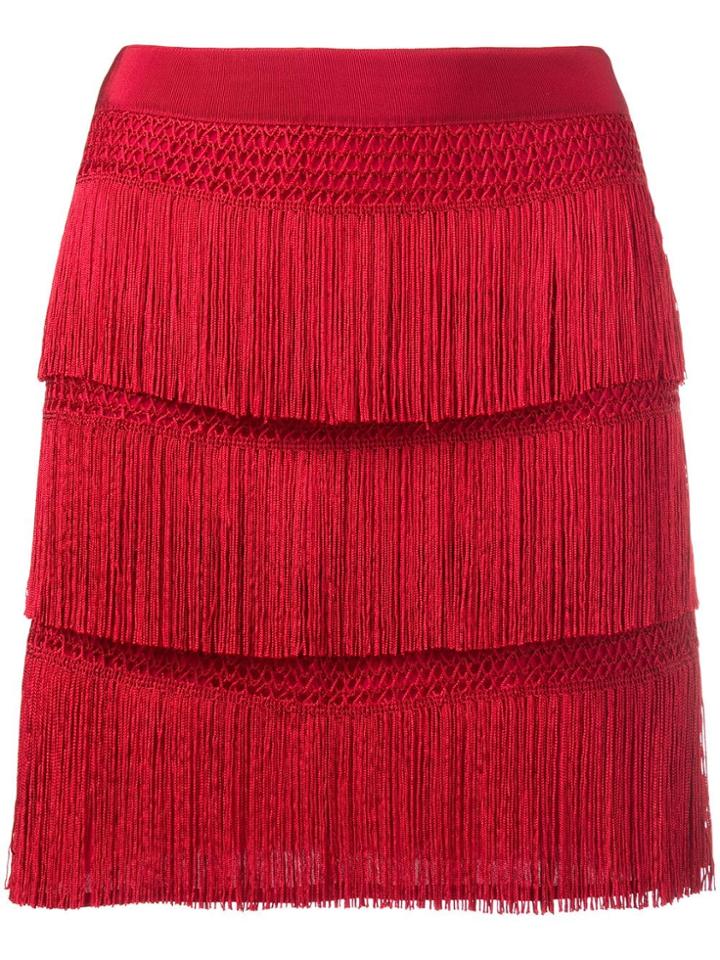 Alberta Ferretti Fringe Skirt - Red