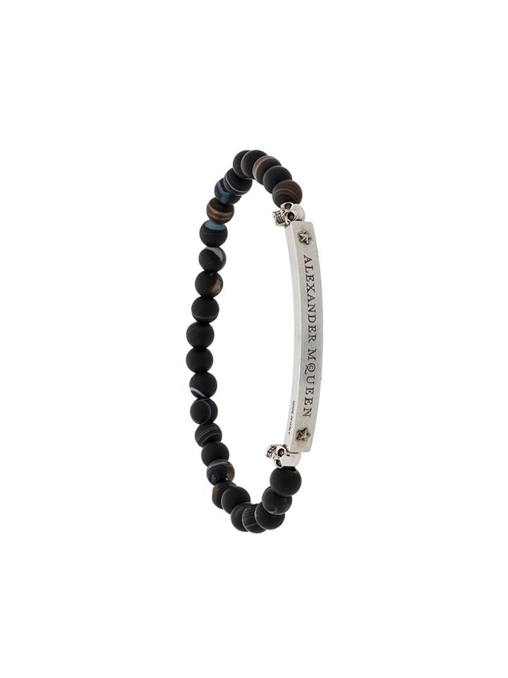 Alexander Mcqueen Beaded Skull Bracelet - Black