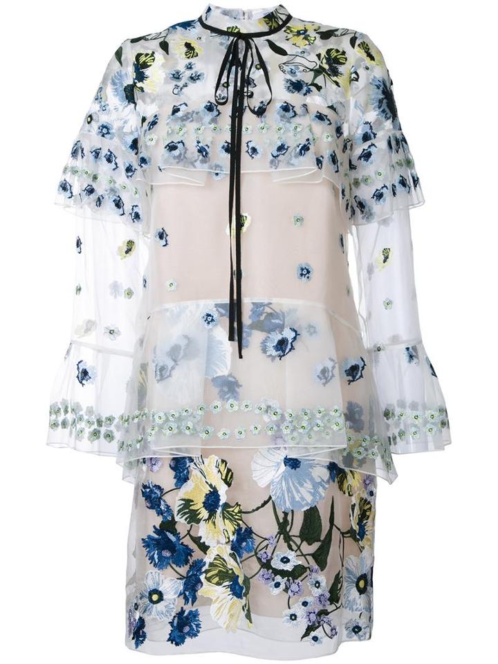 Erdem Embroidered Flowers Dress, Women's, Size: 10, White, Silk