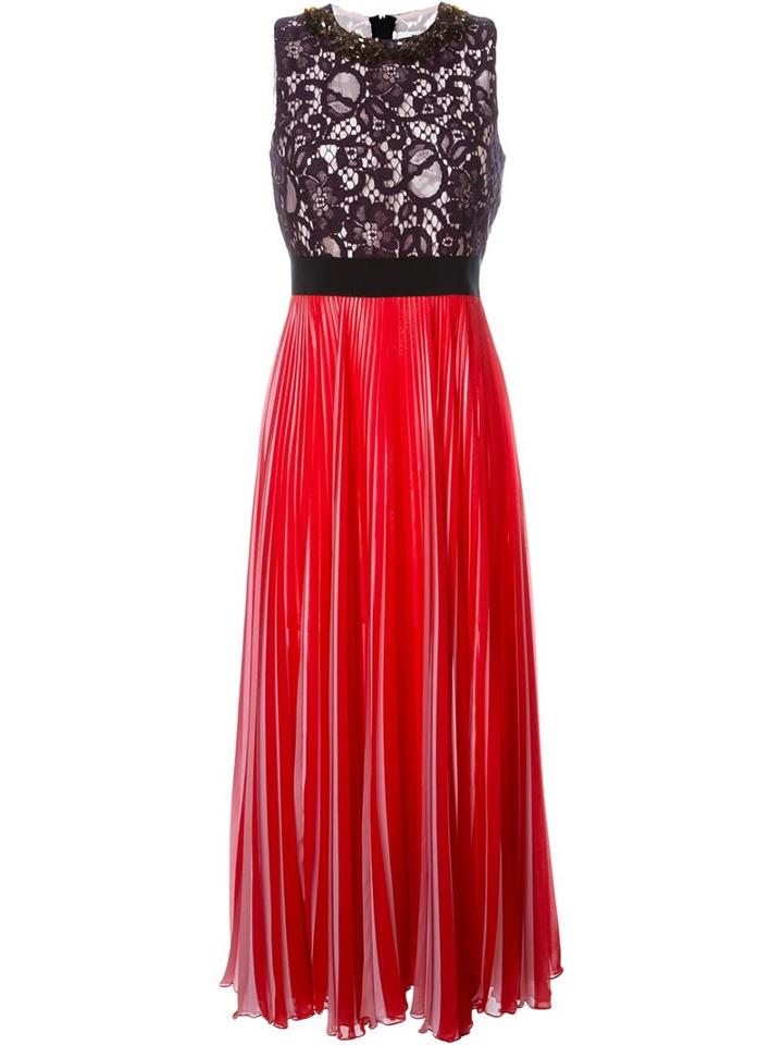 Msgm Lace Top Pleated Dress