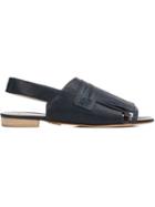 Maiyet Carson Fringe Slingback Sandals, Women's, Size: 39.5, Blue, Leather/calf Leather